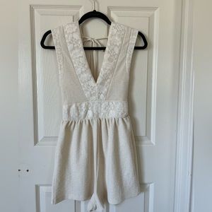ZARA Sleeveless Textured Lace Short Jumpsuit Romper-S-NWT